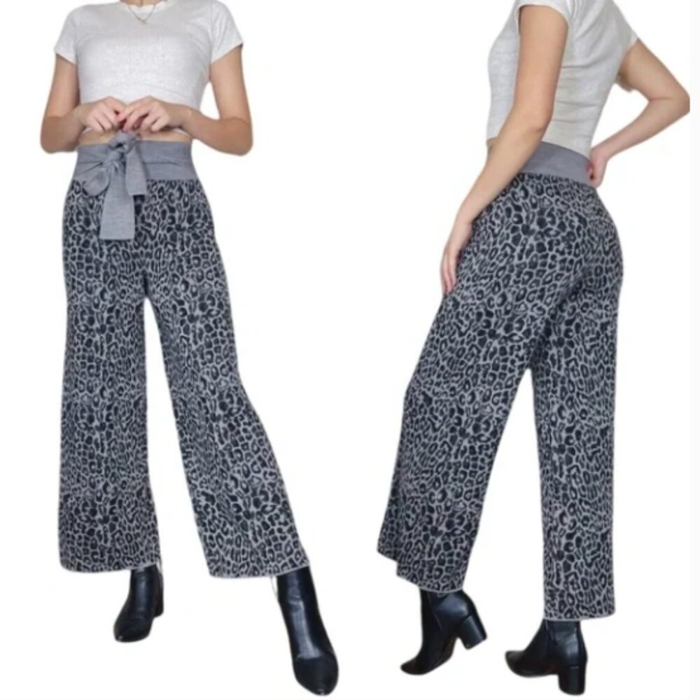 Anthropologie Moth Wool Blend Leopard Sweater Pants - XL